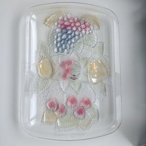 Premium Glass Serving Tray with Colored Fruit Motif, Pasabahce